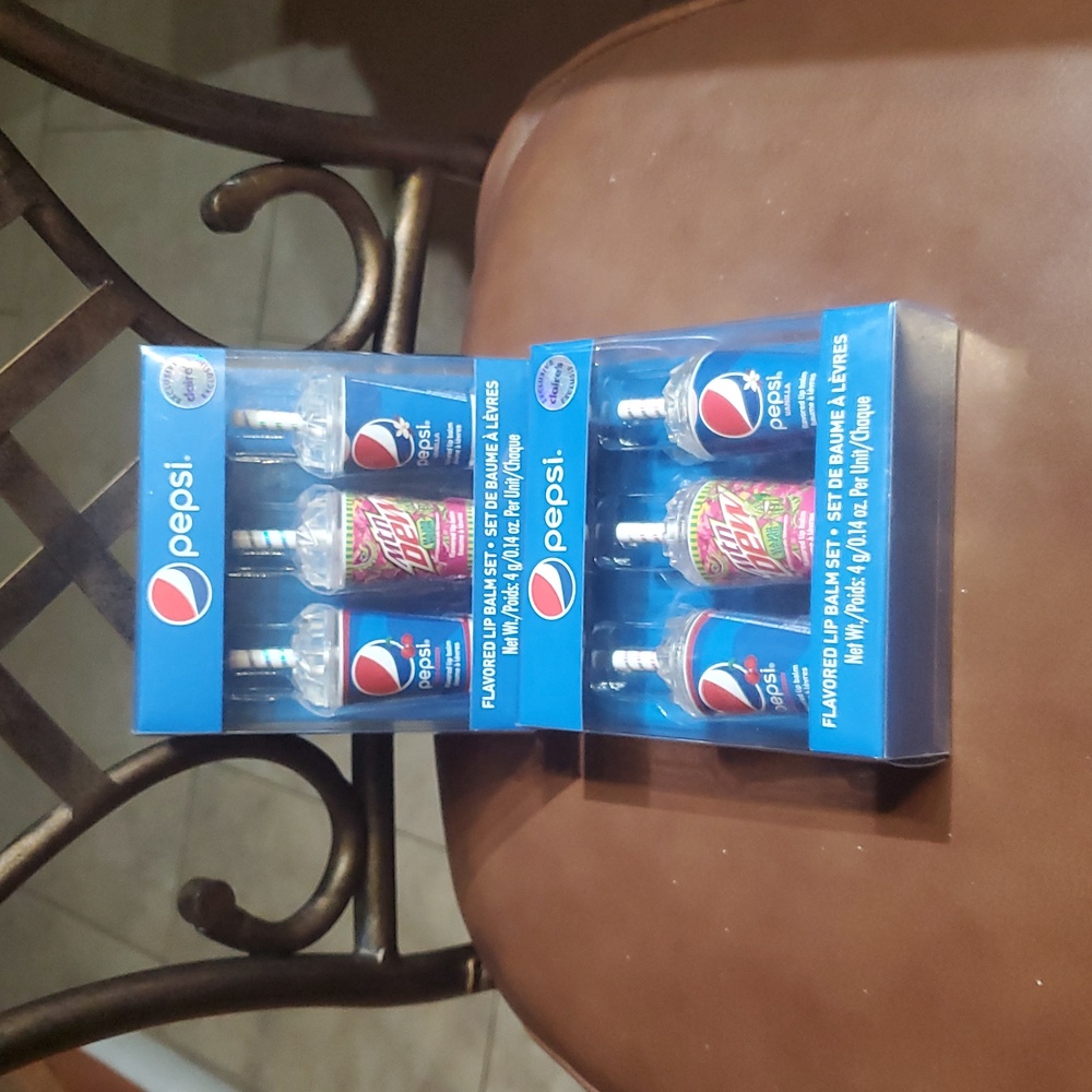NEW (2) Sets Of 3 6 Total Vanilla, Wild Cherry Pepsi & Mountain Dew Lip Balm NIP